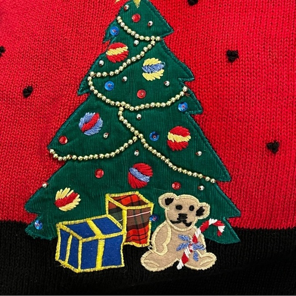 Ugly Christmas Sweater Red Size Large Vintage - Picture 5 of 9